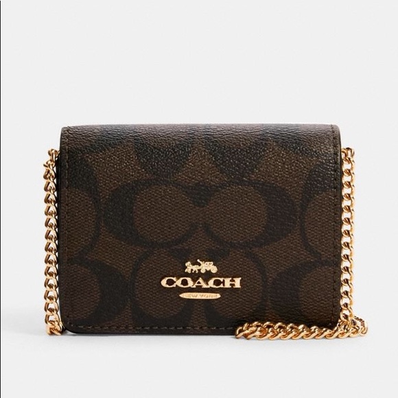 Coach Handbags - Coach Mini Wallet on a Chain in Signature Canvas